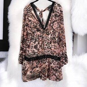 Kendall & Kylie animal print long sleeve dress juniors size XL NWT